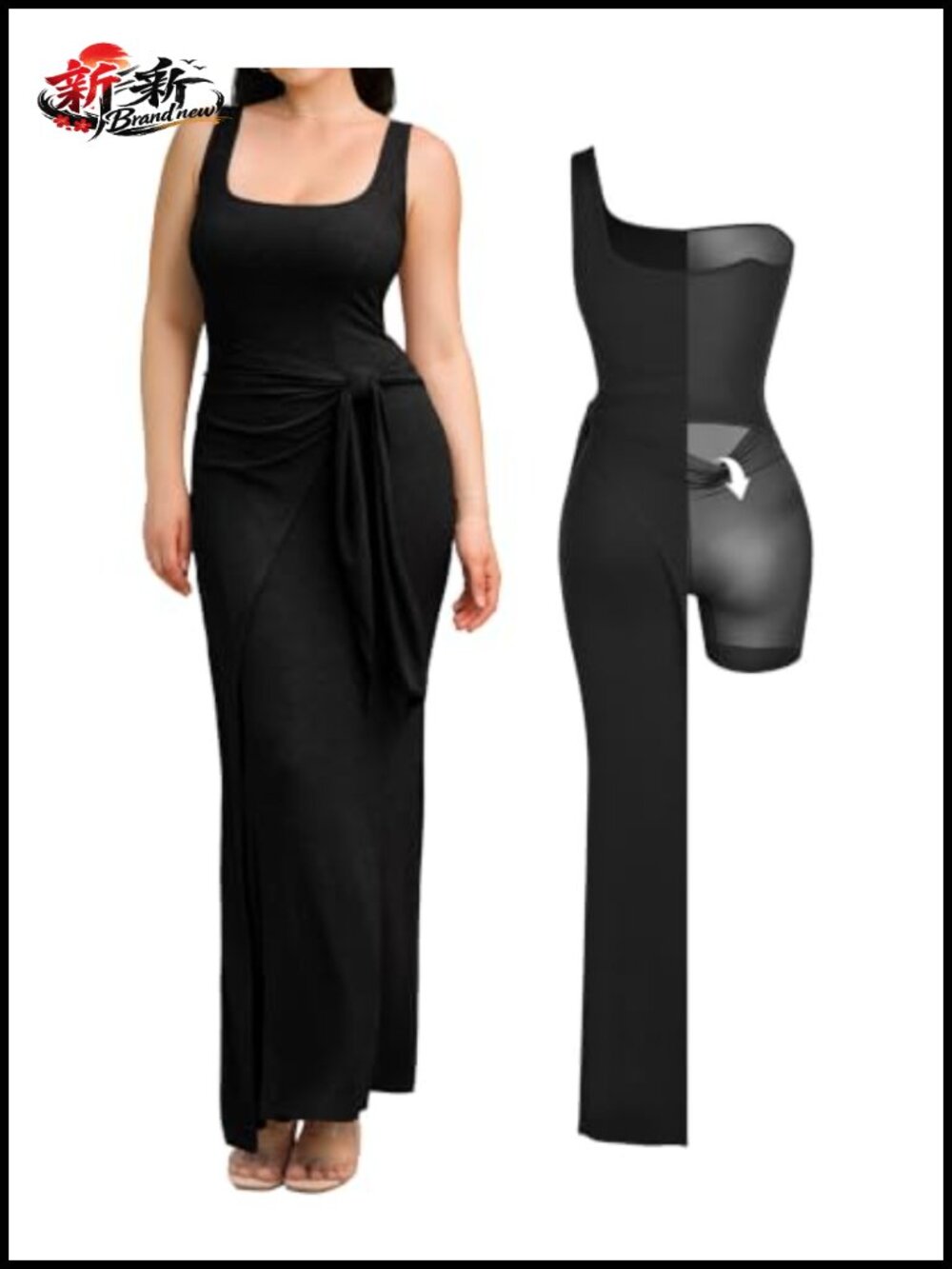 Women's Bodycon Wrap Maxi Dress Modal Shapewear Slip-On Formal